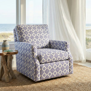 Blue and White Mosaic Geometric Azure Pattern Stof