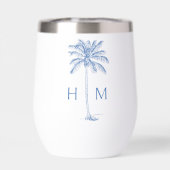 Blue and White Palm Palmetto Tree Monogram (Achterkant)
