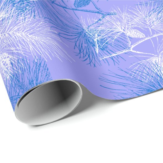 Blue and White Pine Holiday Pattern Cadeaupapier (Rol Hoek)