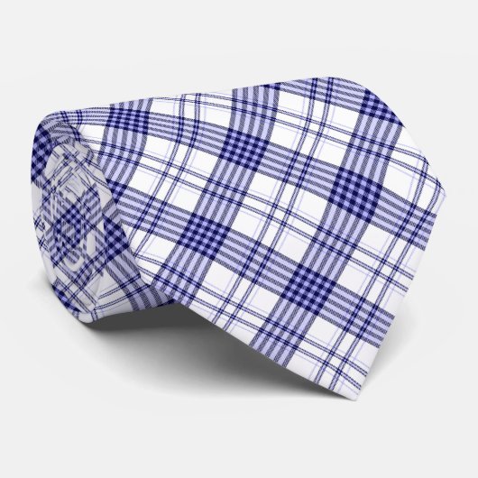 Blue And White Plaid  Stropdas (Opgerold)