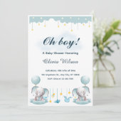 Blue and White Playful Baby Shower Invitation (Debout devant)