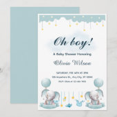 Blue and White Playful Baby Shower Invitation (Devant / Derrière)