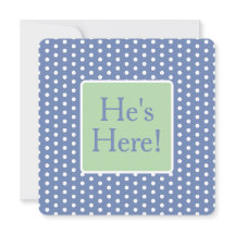 Blue and White Polka Dots With Green Monogram