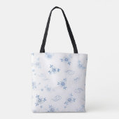 Blue and White Porcelain Floral Pattern Tote Bag (Dos)