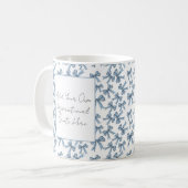 Blue and White Ribbon Pattern Custom Quote Koffiemok (Voorkant links)