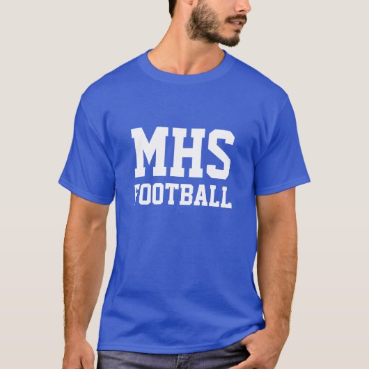 Blue and White School Spirit Custom Football Team T-shirt (Voorkant)