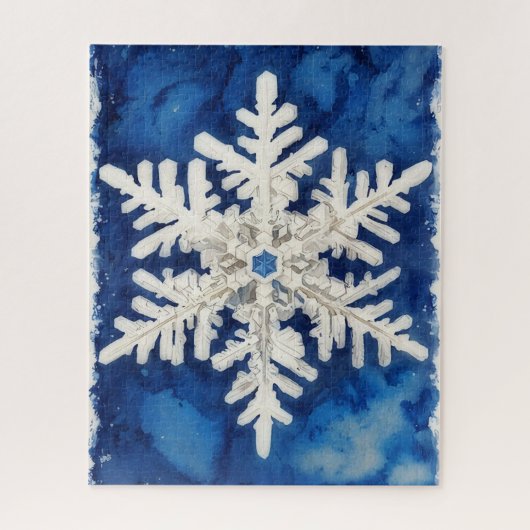 Blue and White Snowflake Art Winter Holiday Puzzle (Vertical)