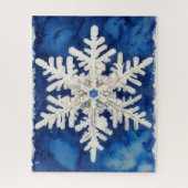Blue and White Snowflake Art Winter Holiday Puzzle Legpuzzel (Verticaal)