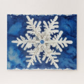 Blue and White Snowflake Art Winter Holiday Puzzle Legpuzzel (Horizontaal)