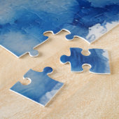 Blue and White Snowflake Art Winter Holiday Puzzle Legpuzzel (Zijkant)