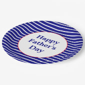 Blue and White Striped Pattern Happy Vaderdag Papieren Bordje (Gekanteld)