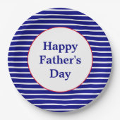 Blue and White Striped Pattern Happy Vaderdag Papieren Bordje (Voorkant)