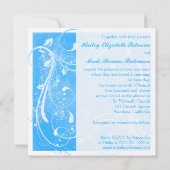 Blue and White Swirls Wedding Invitation Kaart (Achterkant)