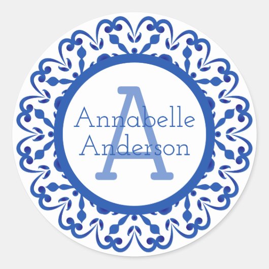 Blue and White Talavera Personalize Sticker (Voorkant)