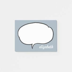 Blue and White Talk Bubble Persoonlijke naam Post-it® Notes