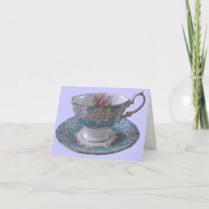 Blue and White Tea Cup and Saucer Note Card Kaart