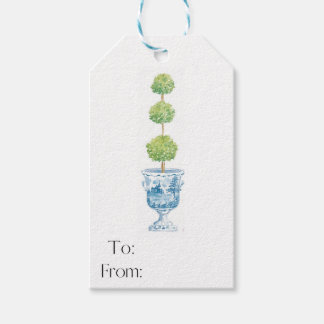 Blue and White Topiary Gift Label Cadeaulabel