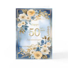 Blue and White Watercolor 50th Wedding Anniversary