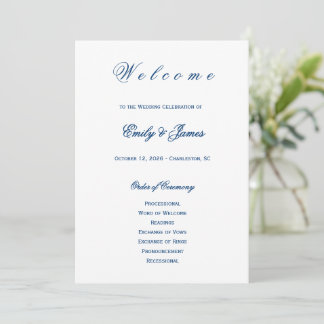 Blue and White Wedding Programma