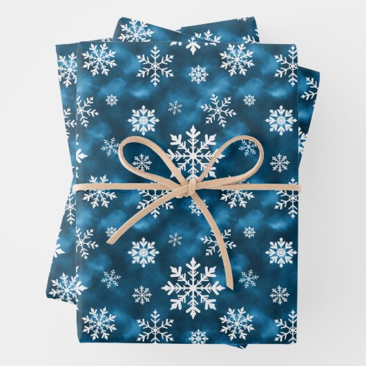 Blue And White Winter Snowflakes Pattern Inpakpapier Vel (In situ)
