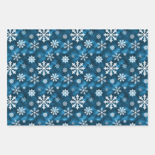 Blue And White Winter Snowflakes Pattern Inpakpapier Vel (Voorkant)