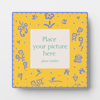 Blue and yellow fleur frame fotoplaat