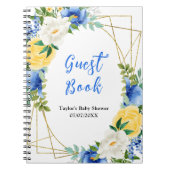 Blue and Yellow Floral Baby Shower Guest Book Notitieboek (Voorkant)