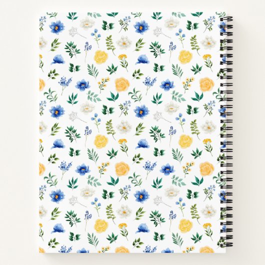 Blue and Yellow Floral Baby Shower Guest Book Notitieboek (Achterkant)