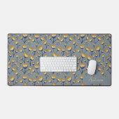Blue and yellow Floral Desk Mat  (Clavier et souris)