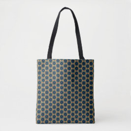 Blue and yellow floral patterned Tote Draagtas