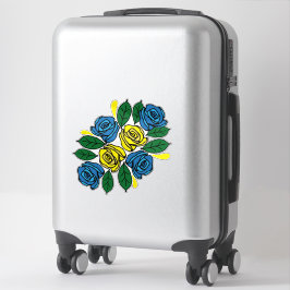 Blue and Yellow Flowers Folk Art Narrowboat Sticker