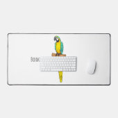 Blue-and-yellow macaw bird cartoon illustration (Clavier et souris)