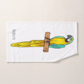 Blue-and-yellow macaw bird cartoon illustration (Serviette à main)