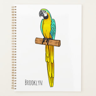 Blue-and-yellow macaw bird cartoon illustration