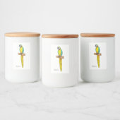 Blue-and-yellow macaw bird cartoon illustration voedselcontainer etiket (Flessen)