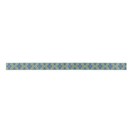 Blue and Yellow Pattern Satin Ribbon Lint