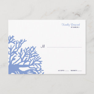 Blue and Yellow Tropical Coral Wedding rsvp Kaartje