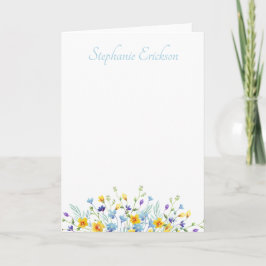 Blue and Yellow Wildflower Personalized Stationery Notitiekaartje