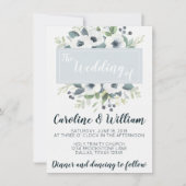 Blue Anemone Floral Wedding Invitation Invite Kaart (Voorkant)