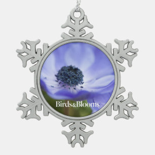 Blue Anemone Tin Sneeuwvlok Ornament