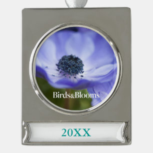 Blue Anemone Verzilverd Banner Ornament