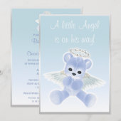 Blue Angel Teddy Bear Baby shower Kaart (Voorkant / Achterkant)