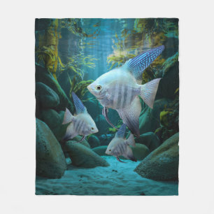 Blue Angelfish Onderwater Aquarium Fish Tank Lover Fleece Deken