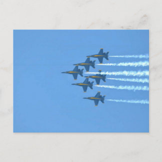 Blue Angels Zes Jet Diagonale Vorming met Rook Briefkaart
