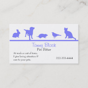 Blue Animal Silhouettes Pet Care Visitekaartje