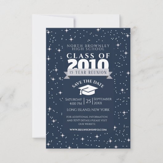 Blue Any Year Class Reunion Design Invitation (Devant)