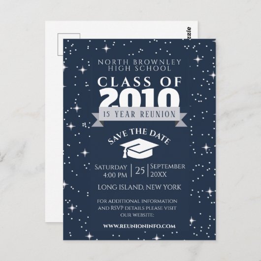 Blue Any Year Class Reunion Design Invitation (Devant / Derrière)