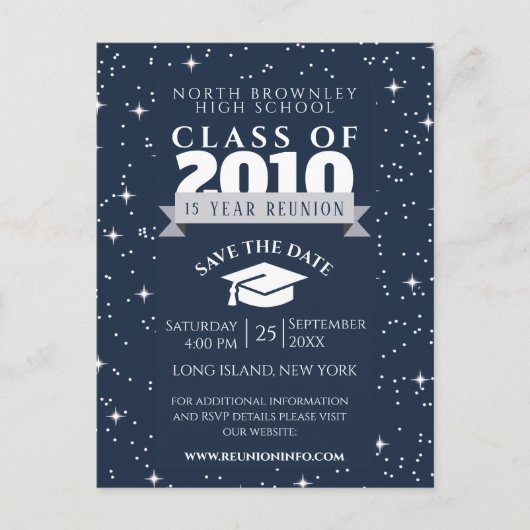 Blue Any Year Class Reunion Design Invitation (Devant)