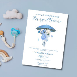 Blue April Showers brengen May Flowers Baby shower Kaart