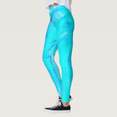 Blue Aqua Abstract Pattern Monogram Active Leggi Leggings (Links)